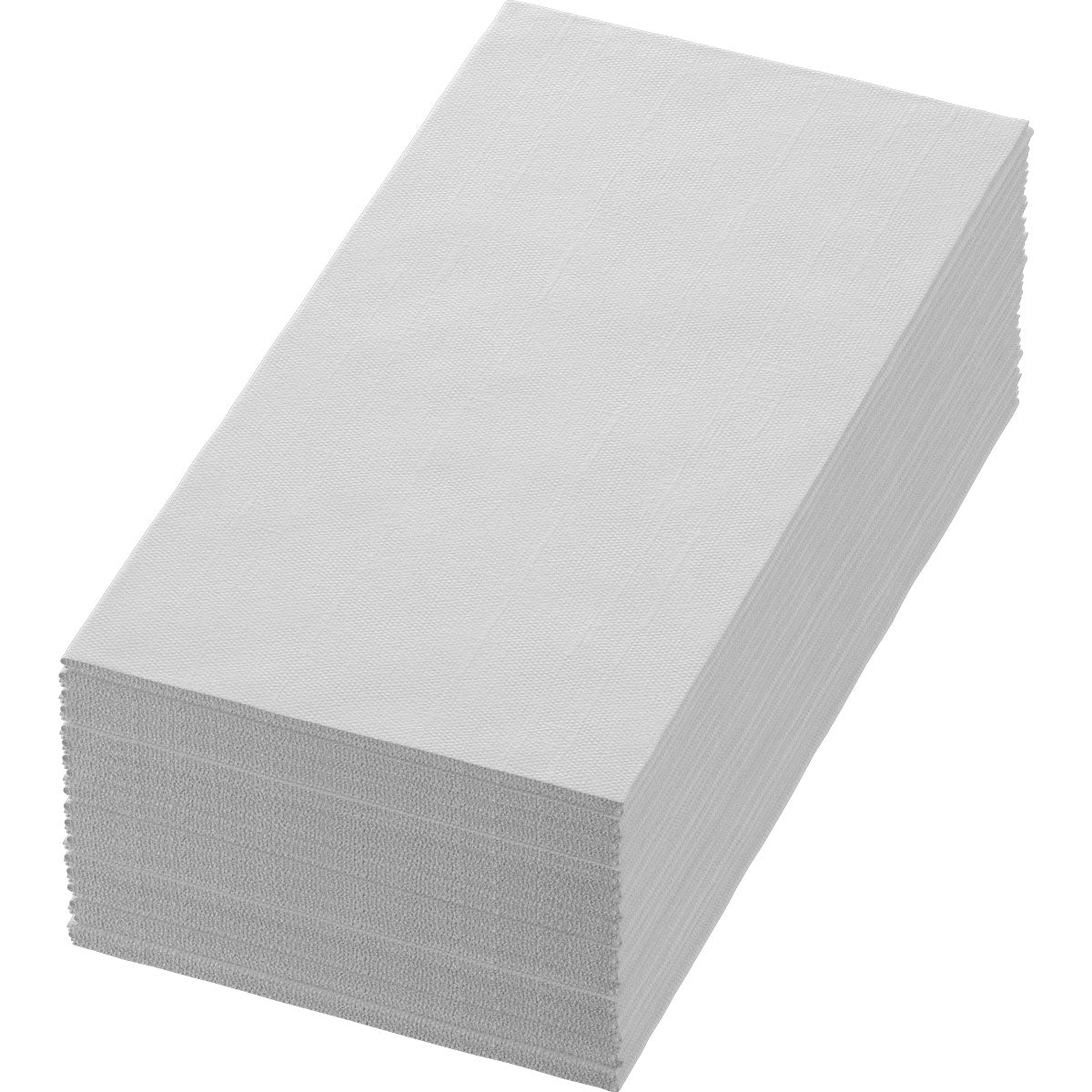 Sur un fond simple, vous pouvez voir une pile de serviettes Bio-Dunisoft 40 x 40 cm 1/8 pli livre de Duni GmbH. Les serviettes respectueuses de l'environnement sont biodégradables et bien empilées.