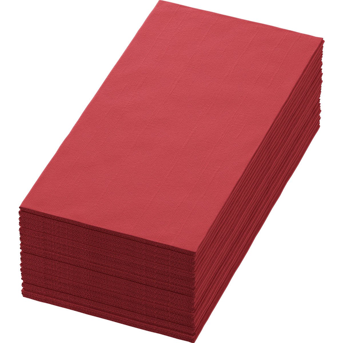 Une pile de serviettes rectangulaires Bio-Dunisoft 40 x 40 cm 1/8 pli livre de Duni GmbH est bien empilée sur un fond blanc.