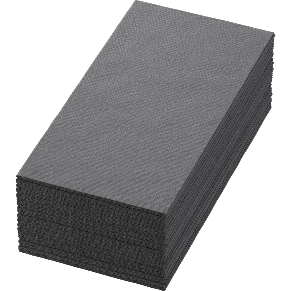 Une pile de serviettes rectangulaires Bio-Dunisoft 40 x 40 cm 1/8 pli livre de Duni GmbH est présentée sur un fond blanc, soigneusement arrangée.