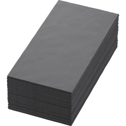 Une pile de serviettes rectangulaires Bio-Dunisoft 40 x 40 cm 1/8 pli livre de Duni GmbH est présentée sur un fond blanc, soigneusement arrangée.