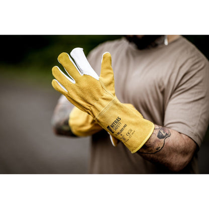 NITRAS WELDER PRO, gants de soudage, ocre / gris
