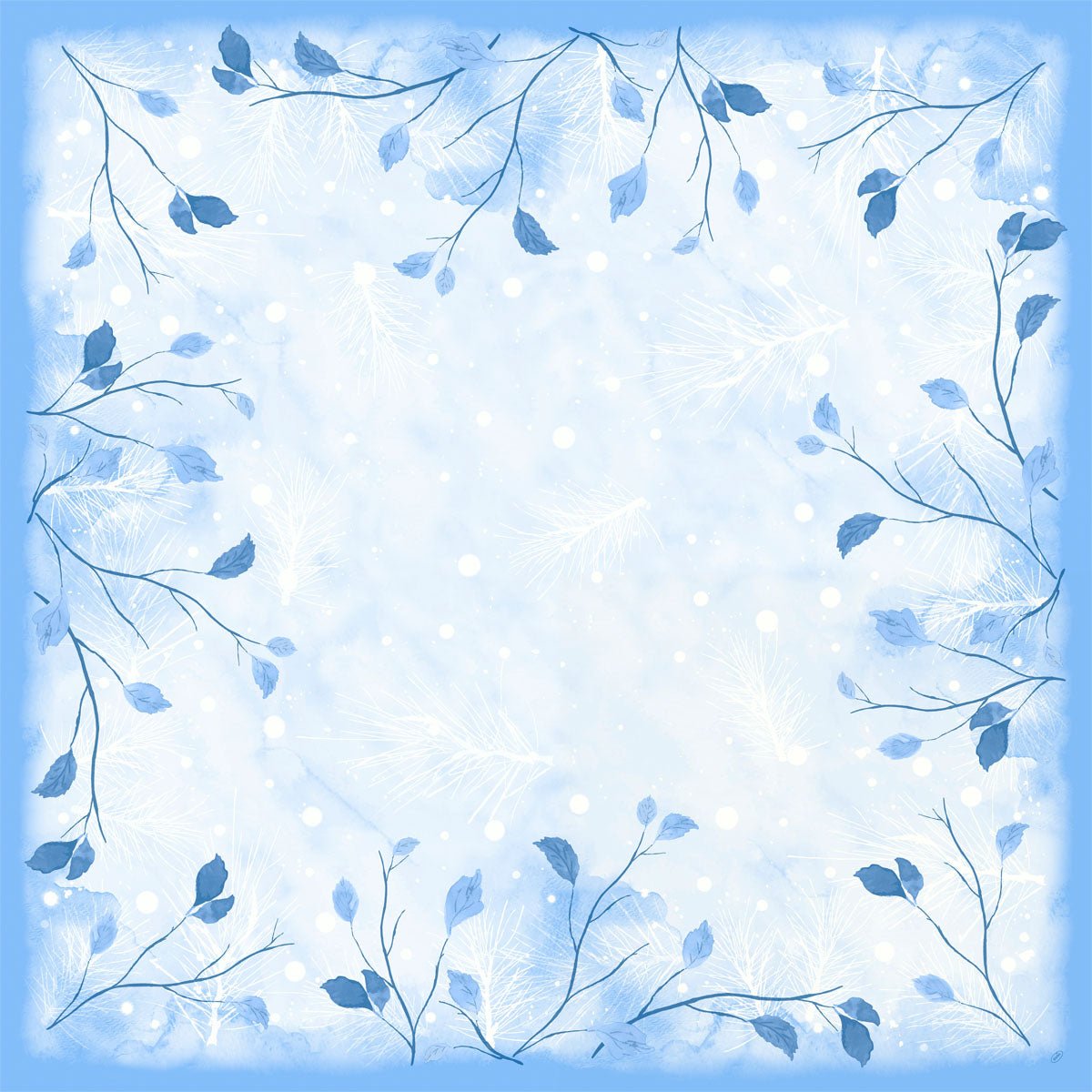 La nappe Dunicel 84 x 84 cm « Frosted Winter » de Duni GmbH se décline dans des tons bleus doux, ornée de fines branches, de feuilles bleues ainsi que de plumes blanches et de petits points éparpillés, pour un look hivernal joyeux. Conditionnement : 20 pièces.