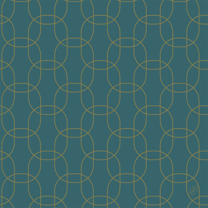 Un motif géométrique de cercles dorés imbriqués sur un fond bleu sarcelle foncé est imprimé sur les serviettes Dunisoft 40x40cm de Duni GmbH. Il forme une grille symétrique avec l'inscription discrète "MIRO" dans le coin inférieur droit.