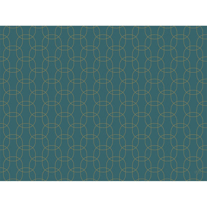Un fond de couleur bleu sarcelle, sur lequel s'entrecroisent de fines courbes dorées, crée un motif géométrique en forme de grille – idéal pour les sets Dunicel 30 x 40 de Duni GmbH.