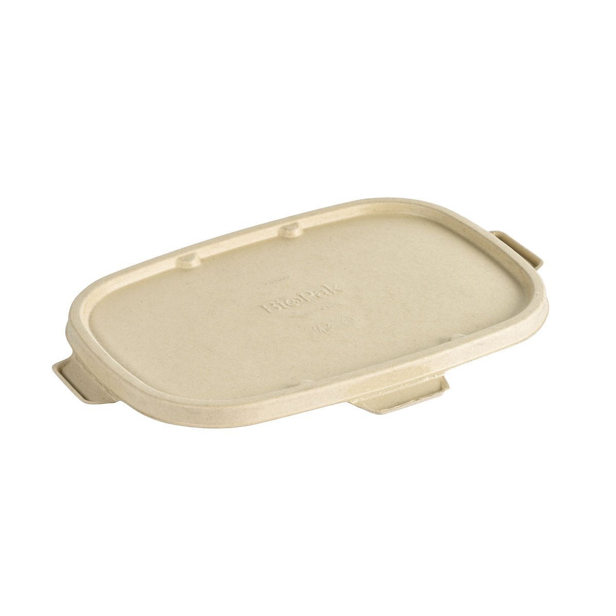 Le couvercle Cube 800/1200/400/500 ml en bagasse brune de Duni GmbH (PBAT/PLA, 283x207x16 mm) offre une solution d'emballage écologique avec deux poches latérales et un logo embossé. Emballage : 40 pièces.