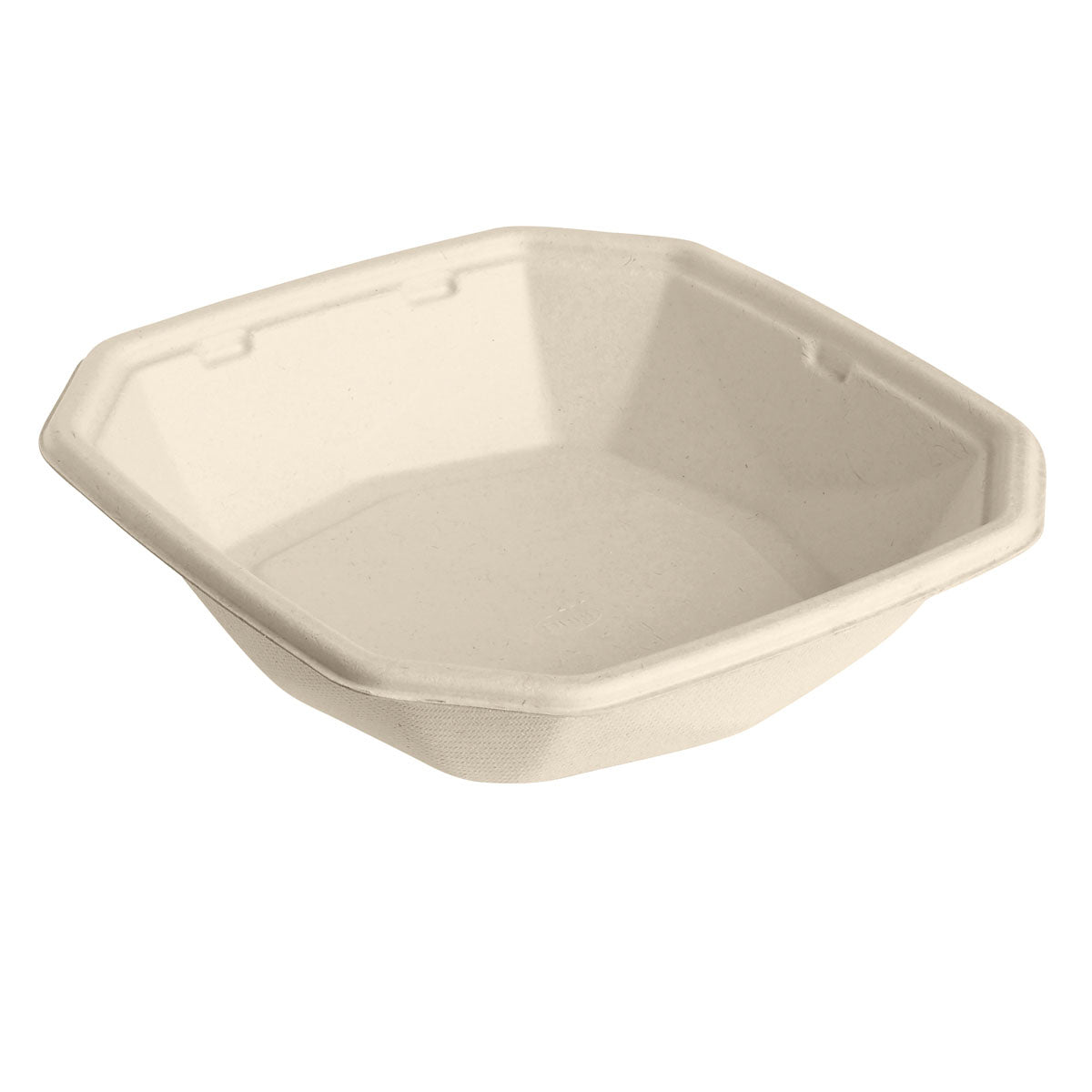 Le bol Octabagasse 650 ml de Duni GmbH en bagasse brune (183x183x42 mm, non revêtu) sert de vaisselle jetable durable et est vide sur un fond blanc. Unité d'emballage : 50 pièces.