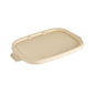 Le couvercle en bagasse Cube 900/1200 ml brun bagasse 249x167x13 de Duni GmbH, un couvercle rectangulaire compostable avec des bords arrondis et une petite languette, offre une solution d'emballage écologique pour les conteneurs Cube (paquet : 40 pièces).
