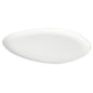Une simple assiette ovale blanche en galet de 27 cm en bagasse non enduite (270x240x10 mm, paquet de 50 pièces) de la marque Duni GmbH avec une surface lisse, photographiée sur fond blanc.
