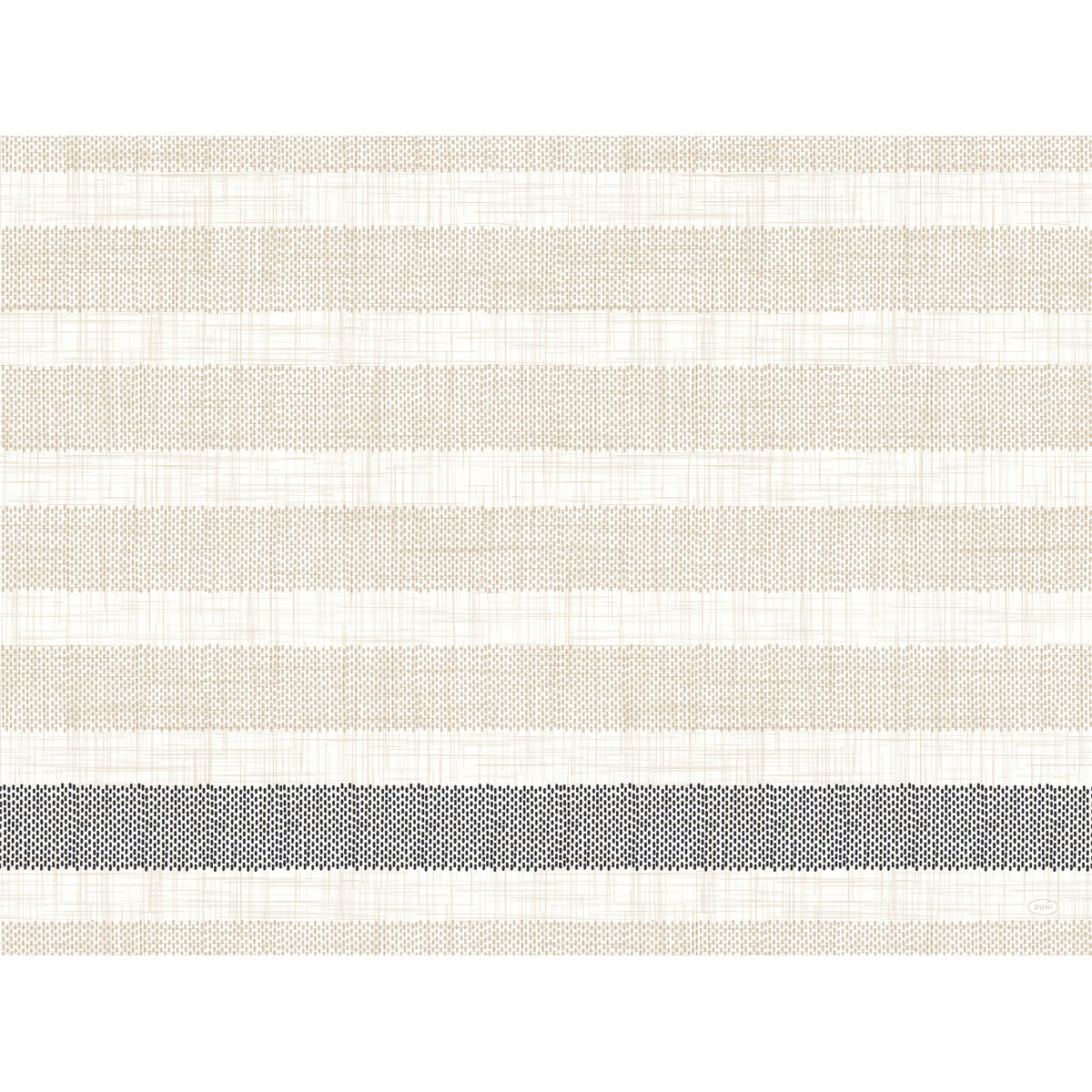 Inspiriert vom Rigato schwarz Muster der Bio-Dunicel-Sets 30x40 der Duni GmbH bringen diese hochwertigen schwarz gestreiften Platzsets (Packung 100 Stück) stilvolles Flair auf jeden gedeckten Tisch.