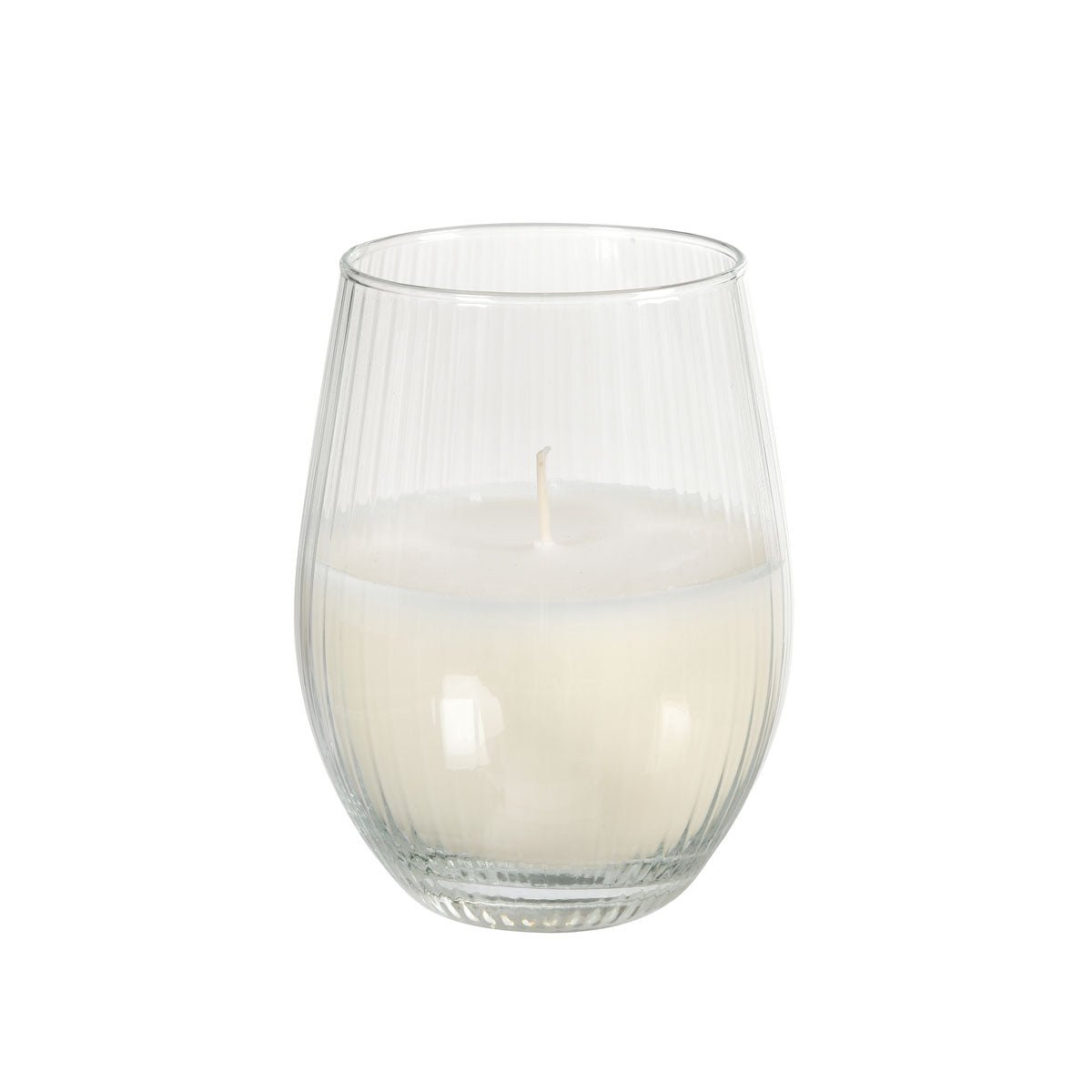 Le photophore en verre à bougie de Duni GmbH (12,5 cm, Ø76 mm, blanc) est un élégant porte-bougie chauffe-plat en verre clair nervuré avec de la cire blanche et une mèche - fabrication de haute qualité dans un design épuré.