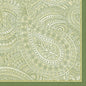 Les serviettes Duni GmbH 40x40 4 plis Classic Paisley présentent un motif paisley vert élégant avec des motifs floraux et de volutes, encadré d'un vert vif. Chaque paquet contient 50 serviettes résistantes, parfaites pour des tables dressées avec style.