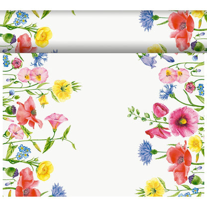Des fleurs en style aquarelle encadrent un rectangle blanc - parfait pour des notes ou des invitations. Beau et idéal pour une décoration durable avec le produit écologique Bio-DC-Tete a Tete 0,4x24m de Duni GmbH.