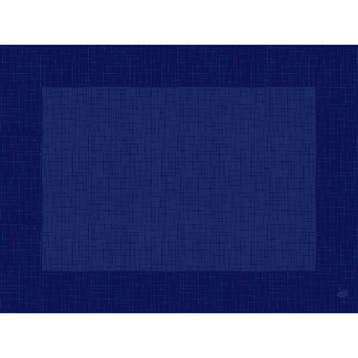 Une image rectangulaire, inspirée des ensembles Bio-Dunicel 30x40 Linnea bleu foncé de Duni GmbH. Elle se présente avec des lignes bleues croisées, avec un bord bleu foncé et un centre plus clair, reflétant l'apparence encadrée et le matériau durable des sets de table. Paquet : 100 pièces.