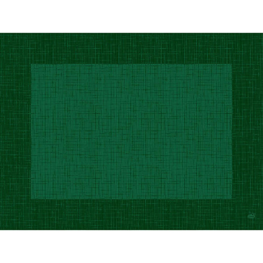 Das Bio-Dunicel-Sets 30x40 Linnea Jägergrün von Duni GmbH ist eine rechteckige grüne Matte mit Kreuzschraffurmuster und dunklerem Rand. Perfekt für umweltfreundliche Einwegsets, sein einfaches geometrisches Design hat keine zusätzlichen Dekorationen. Packung: 100 Stück.
