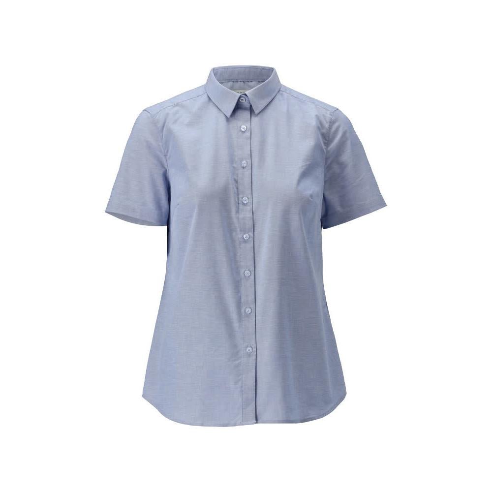Chemise à manches courtes classique pour femme, chemisier extensible pour femme, bleu clair