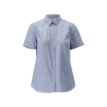 Chemise à manches courtes classique pour femme, chemisier extensible pour femme, bleu clair