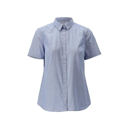 Chemise à manches courtes classique pour femme, chemisier extensible pour femme, bleu clair