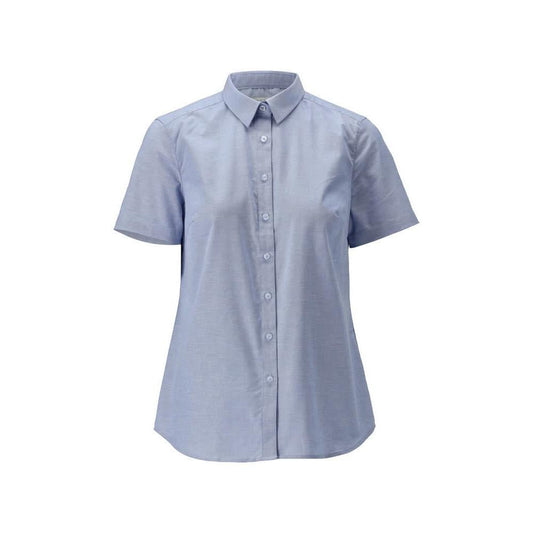 Chemise à manches courtes classique pour femme, chemisier extensible pour femme, bleu clair
