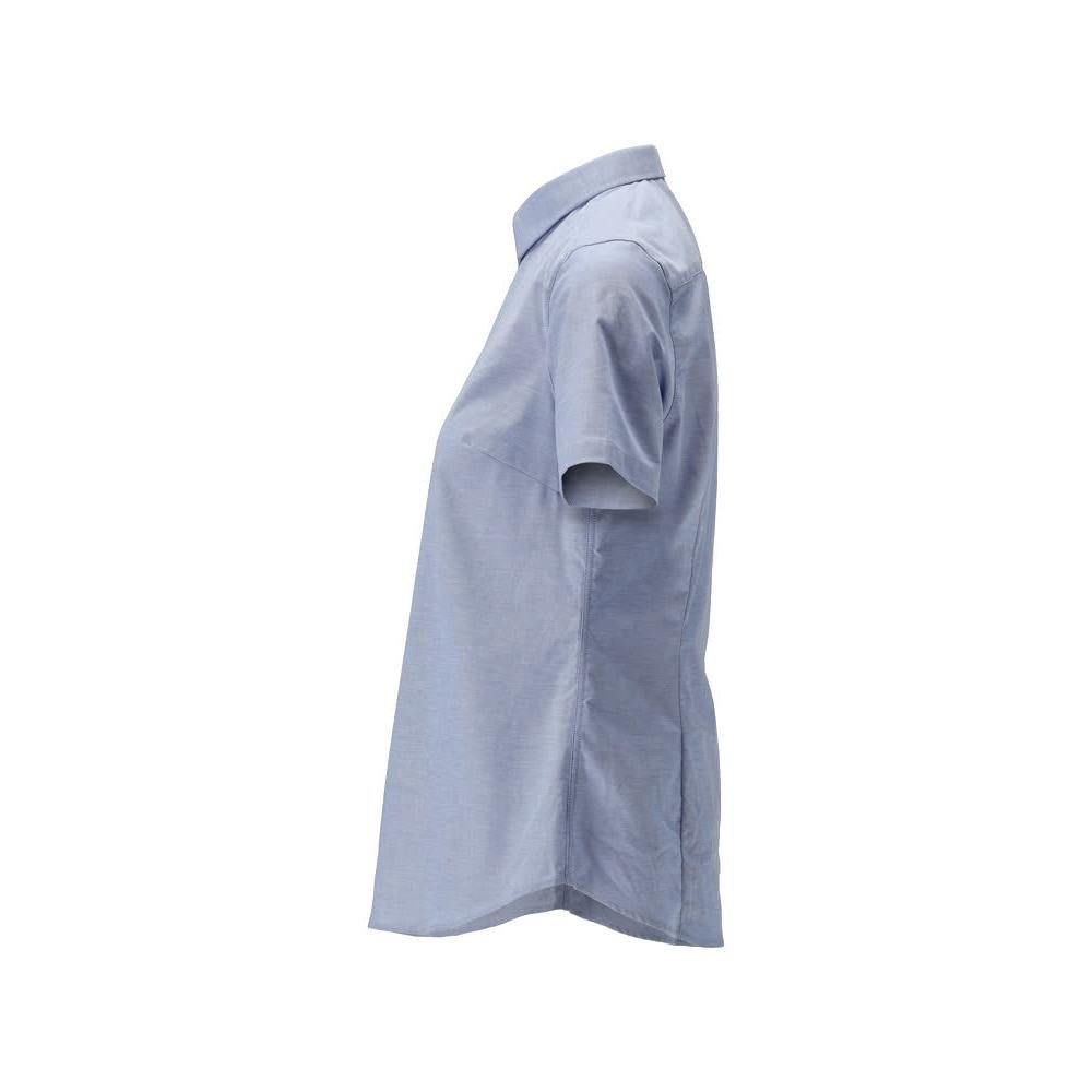 Chemise à manches courtes classique pour femme, chemisier extensible pour femme, bleu clair