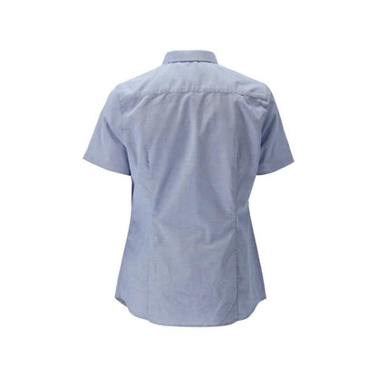 Chemise à manches courtes classique pour femme, chemisier extensible pour femme, bleu clair