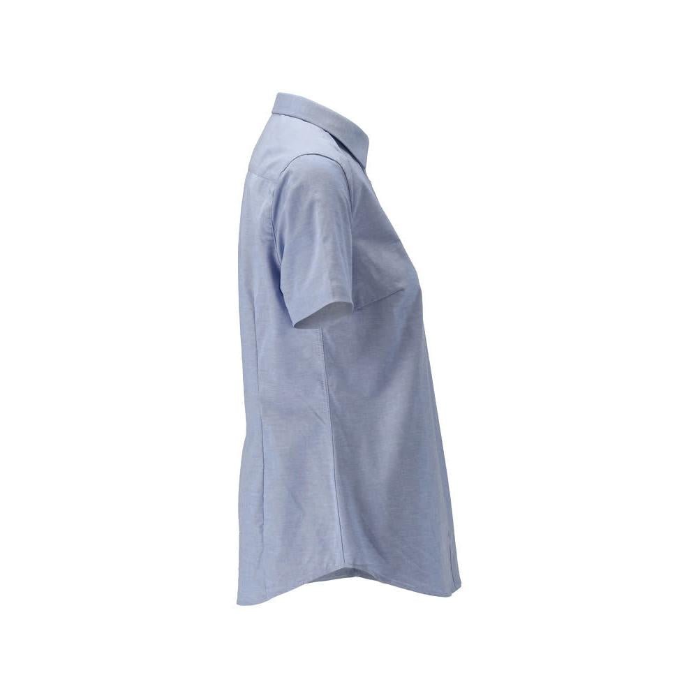 Chemise à manches courtes classique pour femme, chemisier extensible pour femme, bleu clair