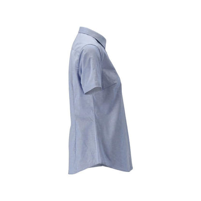 Chemise à manches courtes classique pour femme, chemisier extensible pour femme, bleu clair