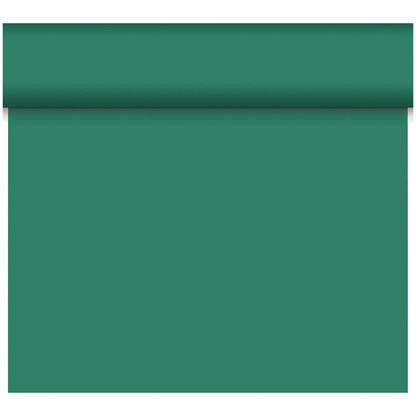 Un Bio-DC-Tete a Tete 0,4x24m de Duni GmbH partiellement déroulé montre sa surface verte solide et biodégradable - parfait pour des décorations durables.