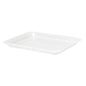 Le plateau Duni GmbH PP Caterline 227 x 178 x 18 mm, 500 ml, transparent est un emballage en plastique rectangulaire sobre, doté de bords légèrement surélevés – idéal pour les aliments – sur fond blanc.