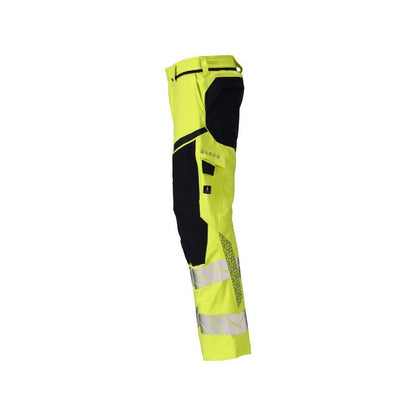 Pantalon, poches genoux, pantalon ULTIMATE STRETCH Multisafe, jaune haute visibilité/noir-bleu