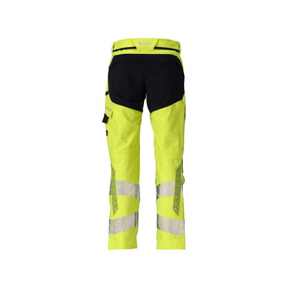 Pantalon, poches genoux, pantalon ULTIMATE STRETCH Multisafe, jaune haute visibilité/noir-bleu
