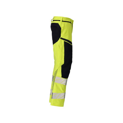 Pantalon, poches genoux, pantalon ULTIMATE STRETCH Multisafe, jaune haute visibilité/noir-bleu