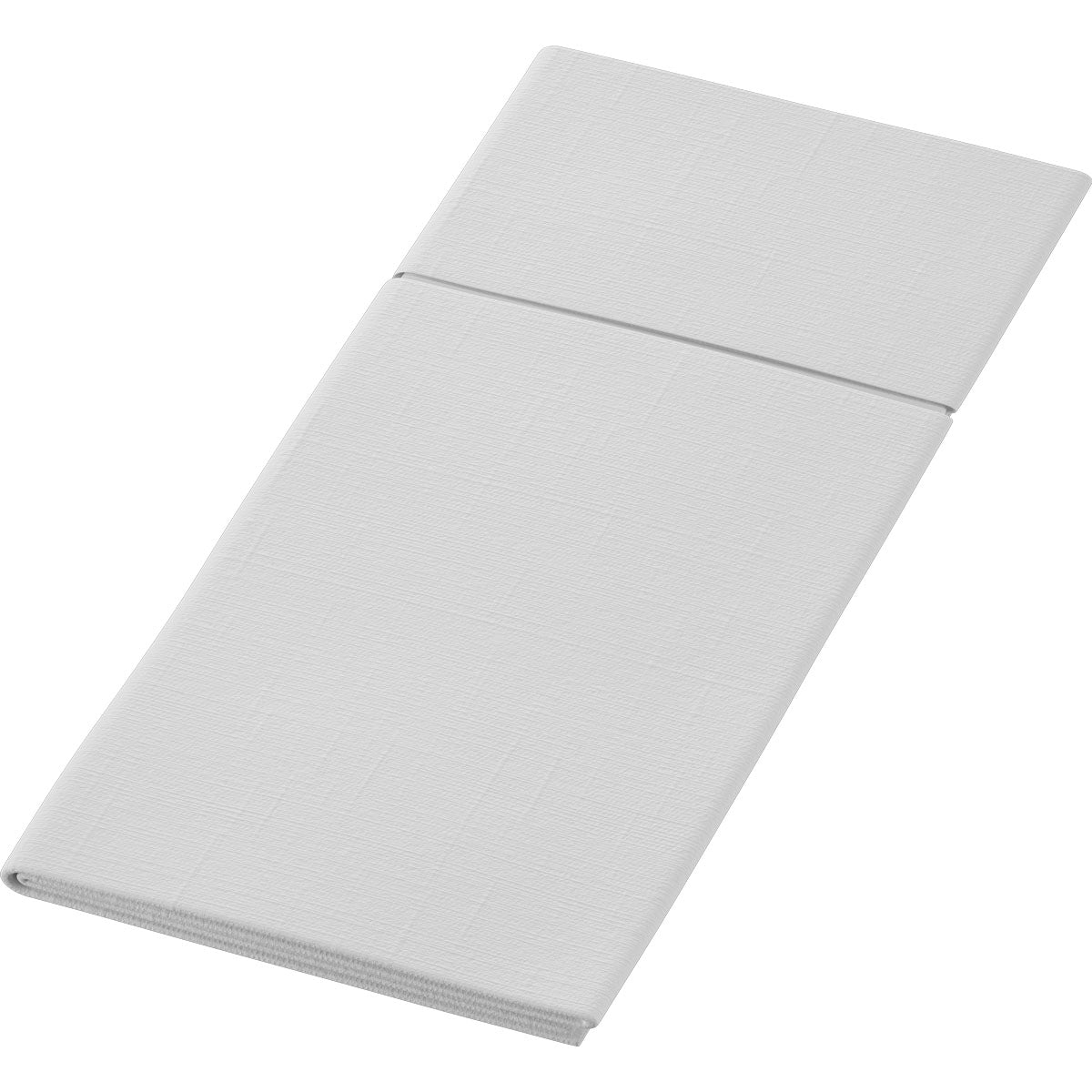 Le Duniletto-Slim 40x33cm de Duni GmbH est une serviette en tissu blanc pliée avec un motif subtil de structure, parfaite comme support hygiénique ou alternative élégante, illustrée sur un fond blanc simple.