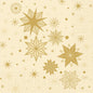Apportez une touche d'élégance à toutes vos réceptions grâce aux serviettes Duni GmbH 33 x 33, 3 épaisseurs, 1/4 Stargazing Cream (paquet de 250 pièces) : avec leur fond beige et leurs motifs géométriques dorés en forme d'étoiles, ces serviettes apportent une touche décorative et festive à votre table.