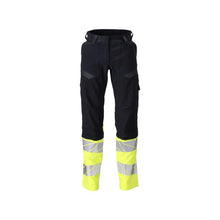 Pantalon femme DIAMOND, poches genoux, pantalon stretch Multisafe, noir bleu/jaune haute visibilité