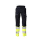 Pantalon femme DIAMOND, poches genoux, pantalon stretch Multisafe, noir bleu/jaune haute visibilité