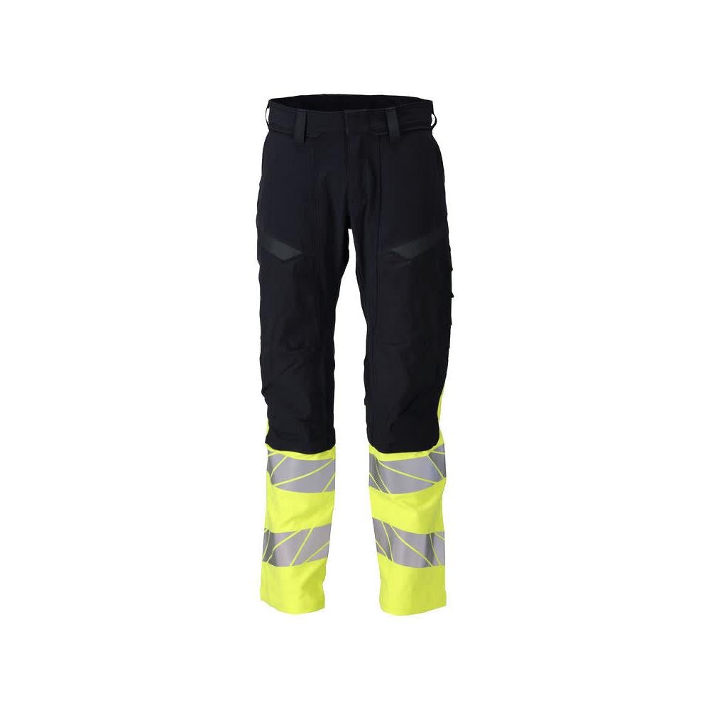 Pantalon, poches genoux, pantalon ULTIMATE STRETCH Multisafe, noir bleu/jaune haute visibilité
