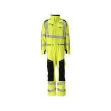 Salopette, poches genoux, combinaison d'inserts stretch Multisafe, haute visibilité jaune/noir-bleu