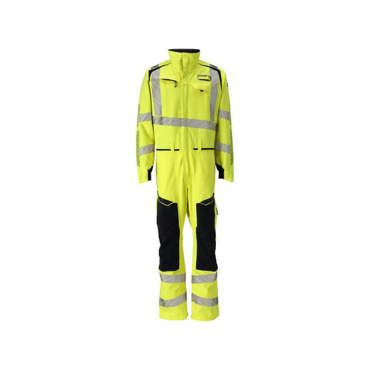 Salopette, poches genoux, combinaison d'inserts stretch Multisafe, haute visibilité jaune/noir-bleu