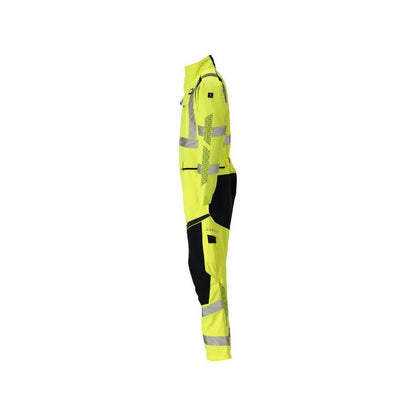 Salopette, poches genoux, combinaison d'inserts stretch Multisafe, haute visibilité jaune/noir-bleu