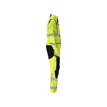 Salopette, poches genoux, combinaison d'inserts stretch Multisafe, haute visibilité jaune/noir-bleu