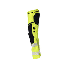Pantalon avec poches genoux, empiècements stretch Pantalon Multisafe, haute visibilité jaune/noir-bleu