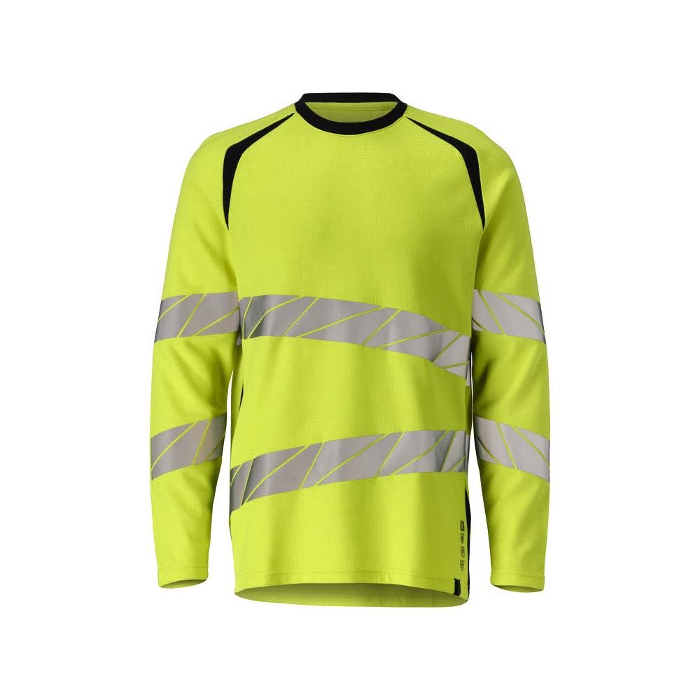 T-shirt à manches longues, coupe moderne T-shirt Multisafe, jaune haute visibilité/noir-bleu