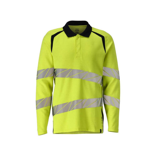 Polo, polo à manches longues Multisafe, jaune haute visibilité/noir-bleu
