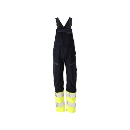Salopette, poches genoux, empiècements stretch Salopette Multisafe, noir bleu/jaune haute visibilité