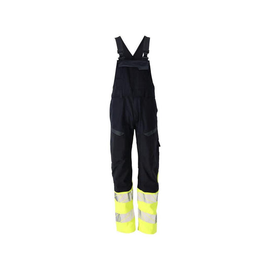 Salopette, poches genoux, empiècements stretch Salopette Multisafe, noir bleu/jaune haute visibilité