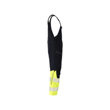 Salopette, poches genoux, empiècements stretch Salopette Multisafe, noir bleu/jaune haute visibilité