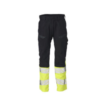 Pantalon avec poches genoux, empiècements stretch Pantalon Multisafe, noir bleu/jaune haute visibilité
