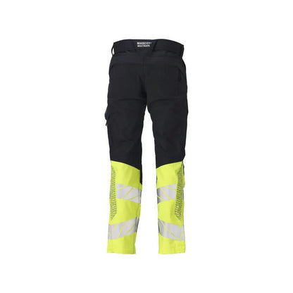 Pantalon avec poches genoux, empiècements stretch Pantalon Multisafe, noir bleu/jaune haute visibilité