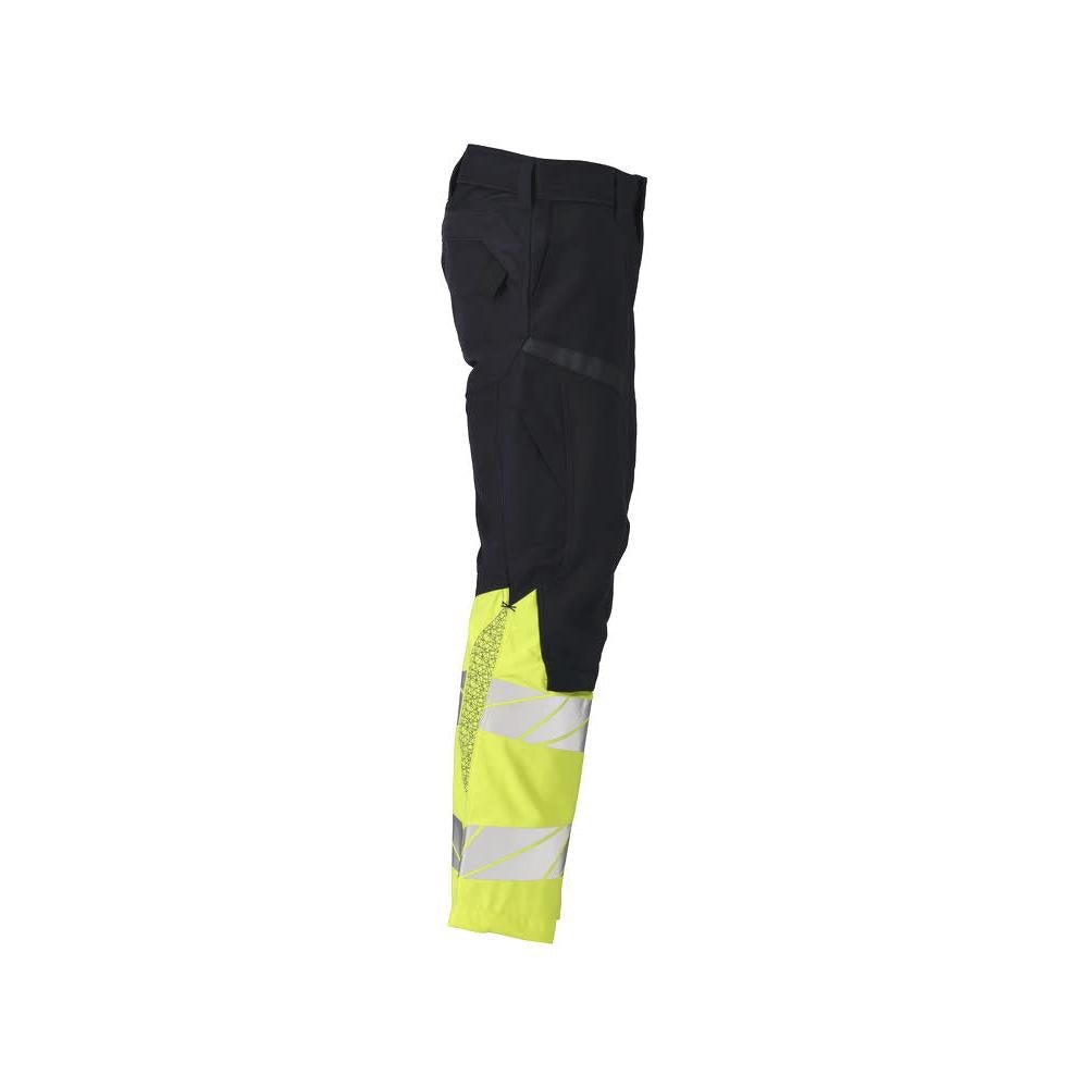 Pantalon avec poches genoux, empiècements stretch Pantalon Multisafe, noir bleu/jaune haute visibilité