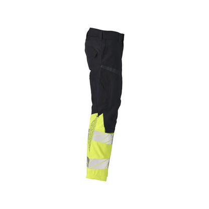 Pantalon avec poches genoux, empiècements stretch Pantalon Multisafe, noir bleu/jaune haute visibilité